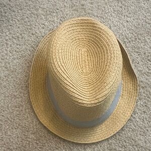 Kids Carters Stylish Tan Straw Hat with Gray Band size 2T